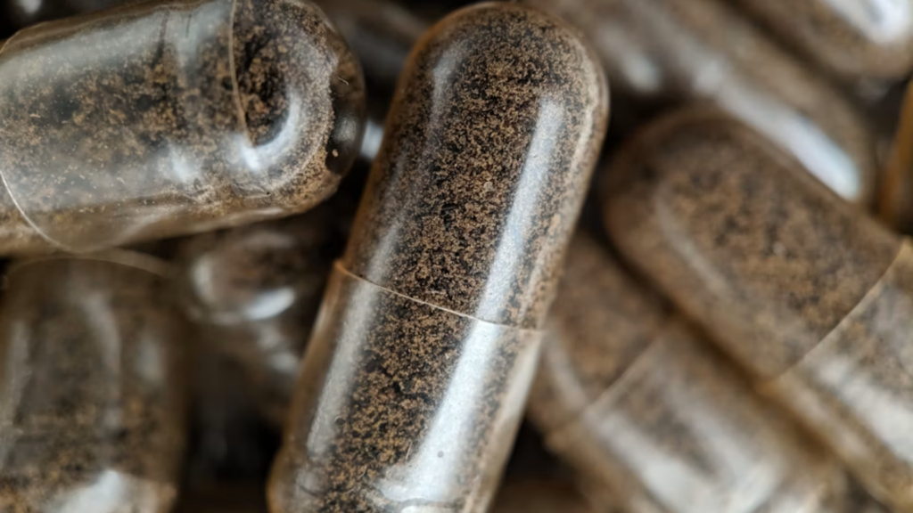 Close-up of powder-filled capsules_ illustrating the comparison between DIY and pre-made options